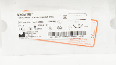 A&E 024-200 2-0 Myo/Wire Temporary Cardiac Pacing Wire 1/2c 26mm 61cm x 89mm
